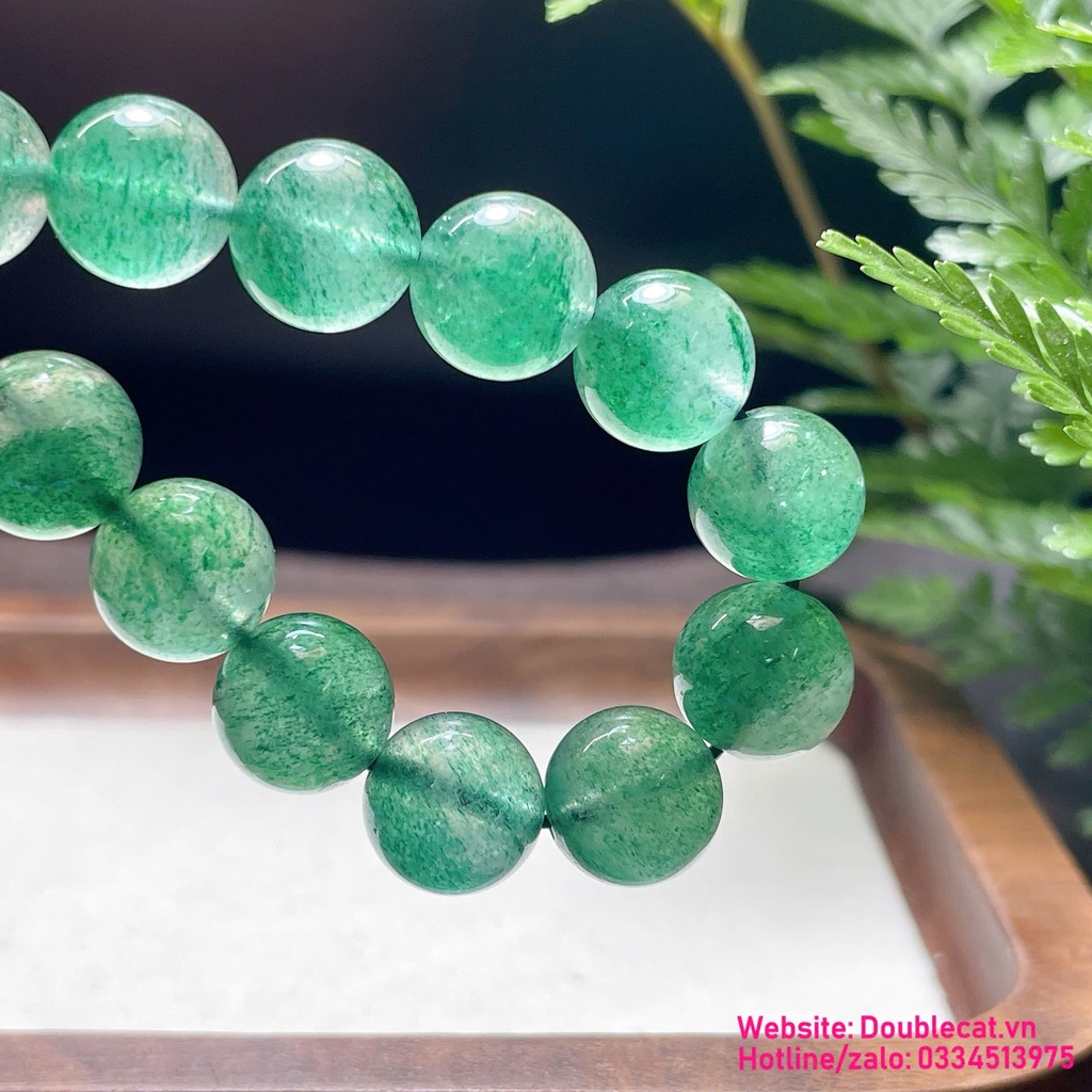 Vòng chuỗi thạch anh dâu tây xanh