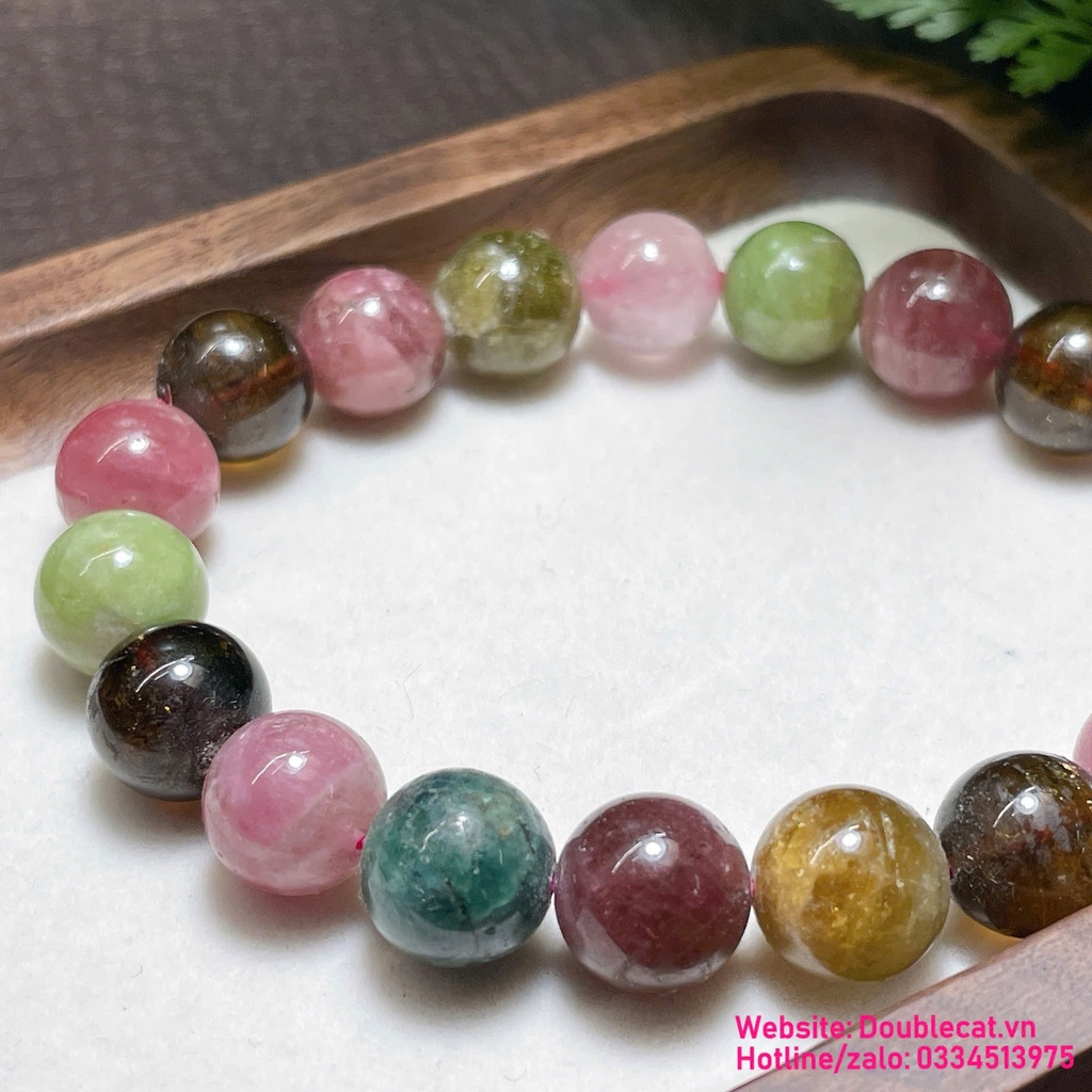 Vòng tay đá tourmaline đa sắc tự nhiên