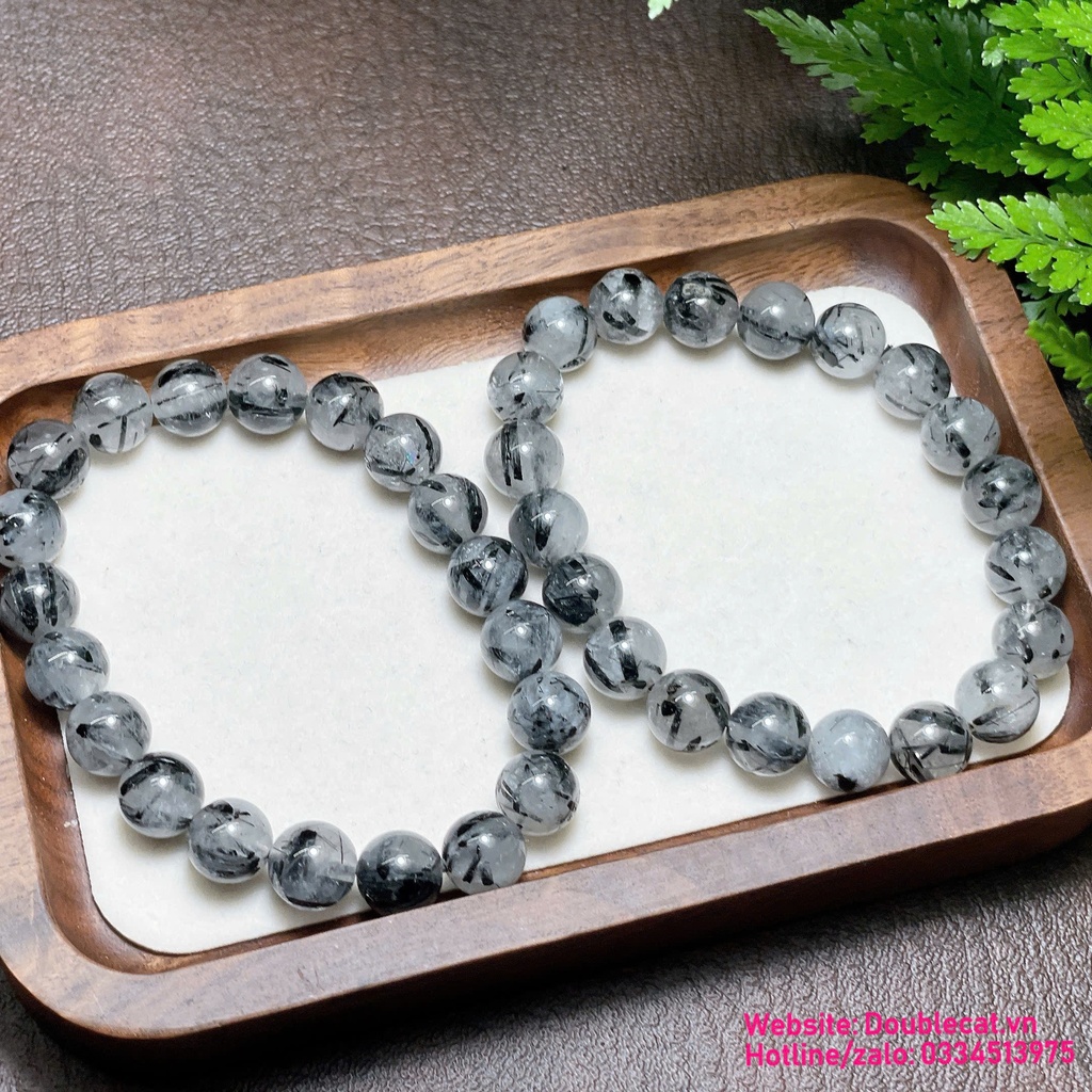 Vòng thạch anh tóc đen chất thường, sợi tóc to size 9-10mm