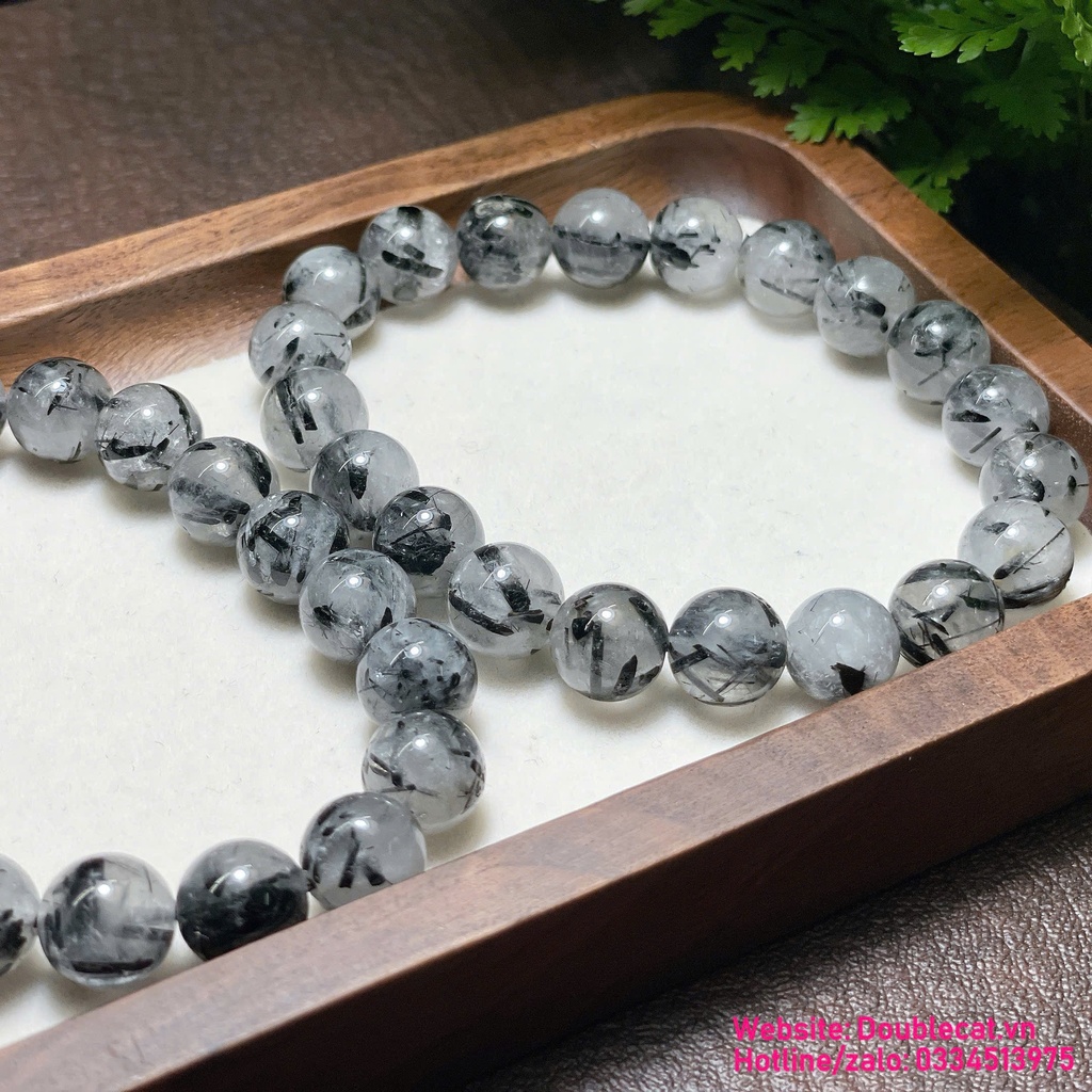 Vòng thạch anh tóc đen chất thường, sợi tóc to size 9-10mm