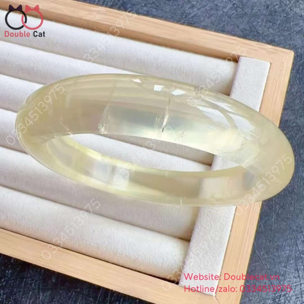 Vòng Bản Hẹ Thạch Anh Vàng Chất Trong, Ni 58,3mm, Bản 12,5mm