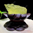 Tượng Thiềm Thừ Đá Thạch Anh (citrine) Chạm Khắc Tinh Xảo, KT 12x8cm (Cả đế gỗ 15cm)