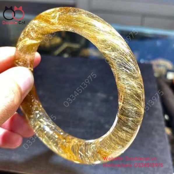 Vòng Bản Đũa Thạch Anh Tóc Vàng VIP, Ni 61mm