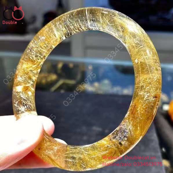 Vòng Bản Đũa Thạch Anh Tóc Vàng VIP, Ni 61mm
