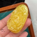 Mặt Dây Hoa Mẫu Đơn Hổ Phách, KT 51,3x35mm