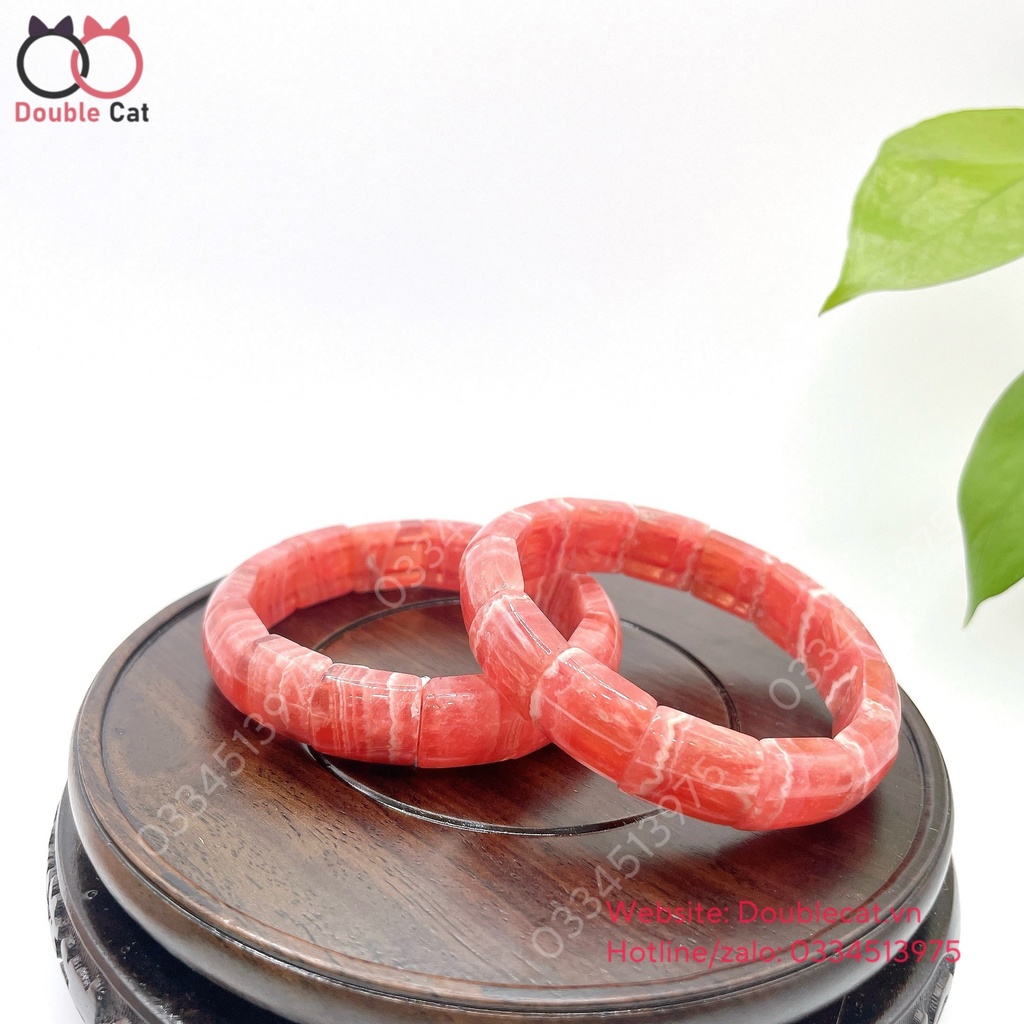 Vòng đá đào hoa mix kiểu vòng bản màu đẹp
