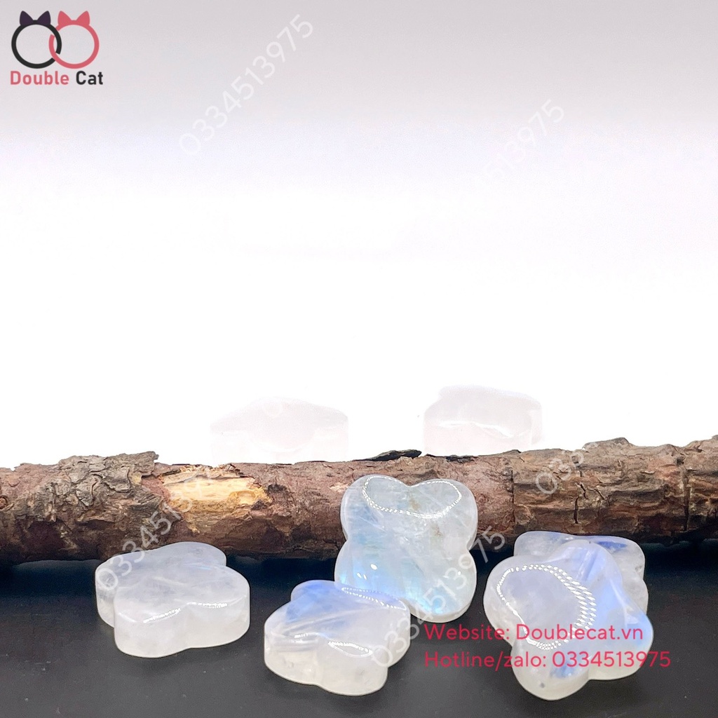 Mặt cỏ 4 lá đá mặt trăng (moonstone) ánh sáng đẹp 