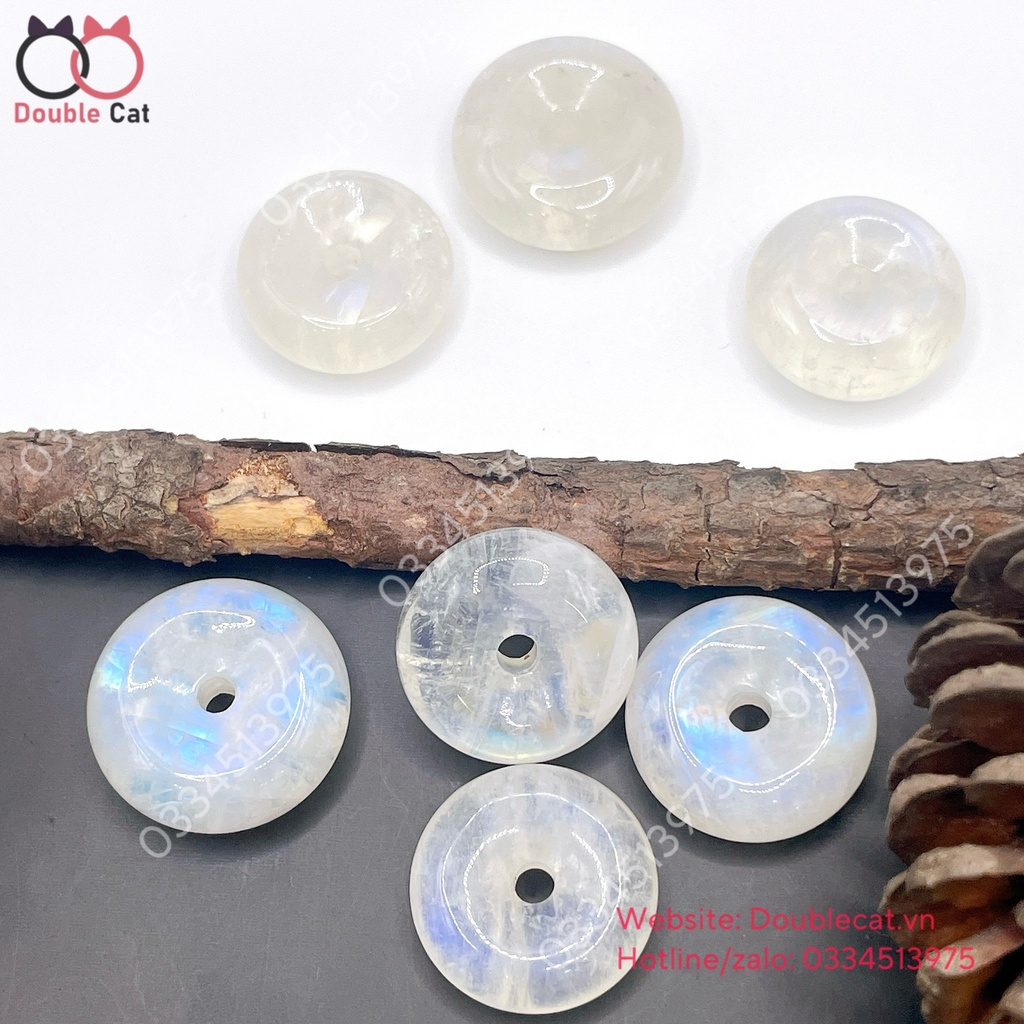 Đồng điếu đá mặt trăng (moonstone) KT 20-22mm