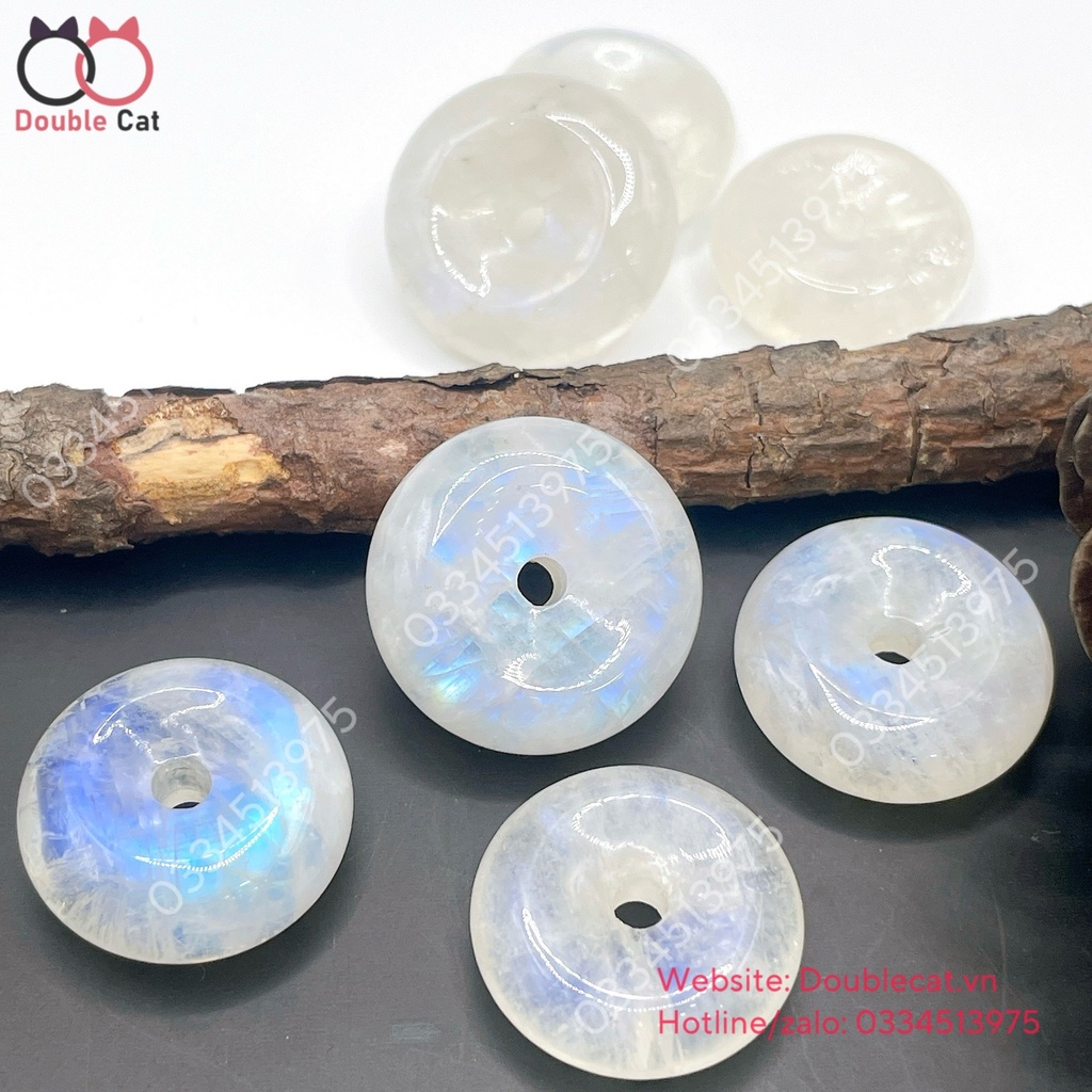 Đồng điếu đá mặt trăng (moonstone) KT 20-22mm