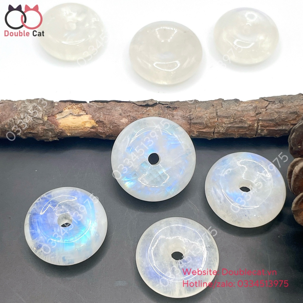 Đồng điếu đá mặt trăng (moonstone) KT 20-22mm