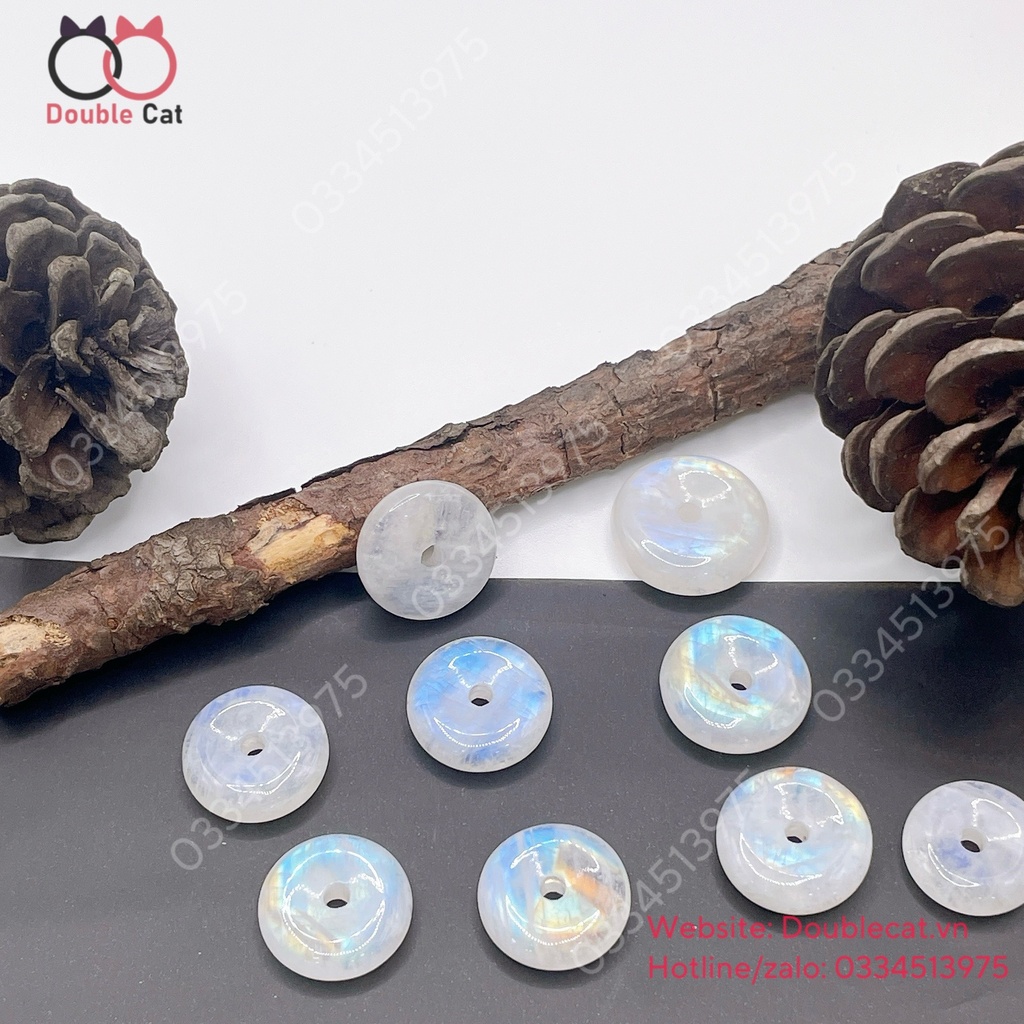 Đồng điếu đá mặt trăng (moonstone) KT 15mm