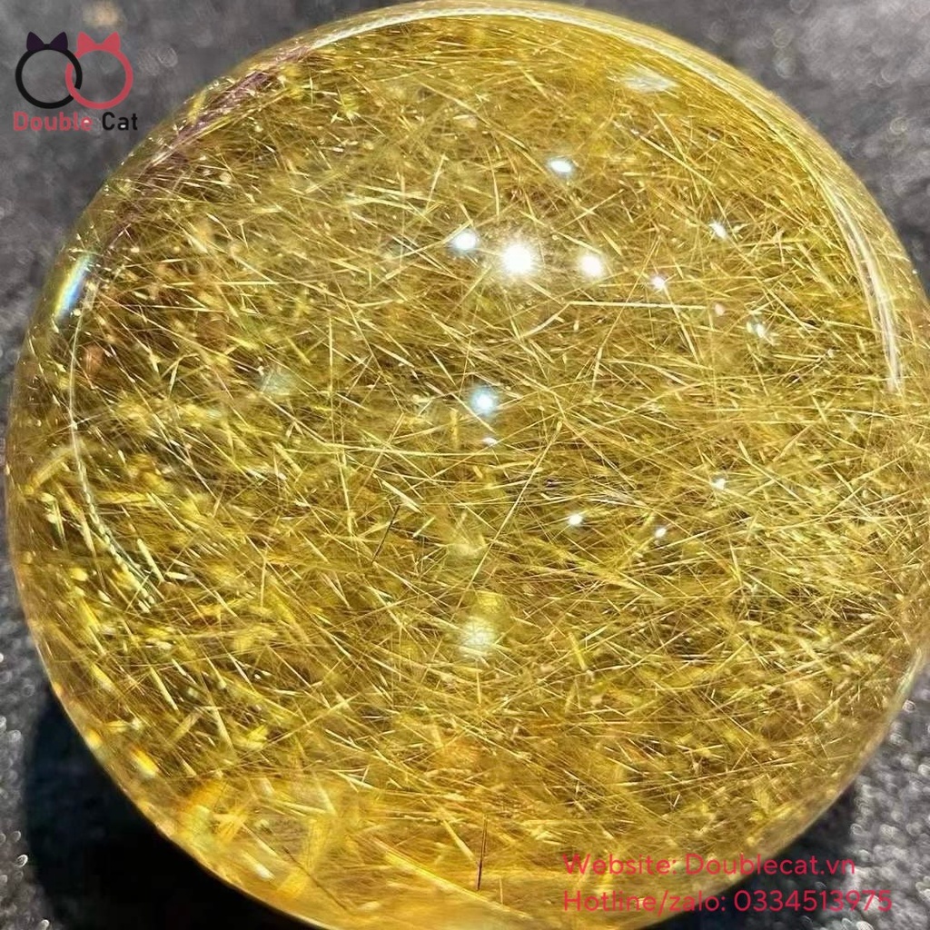 Quả cầu thạch anh tóc vàng siêu vip, đường kính 58,3mm