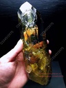 Tượng Phật Quan Âm thạch anh vàng, KT 20cm
