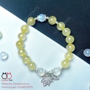 Vòng thạch anh tóc vàng mix đá mặt trăng và charm bạc 925
