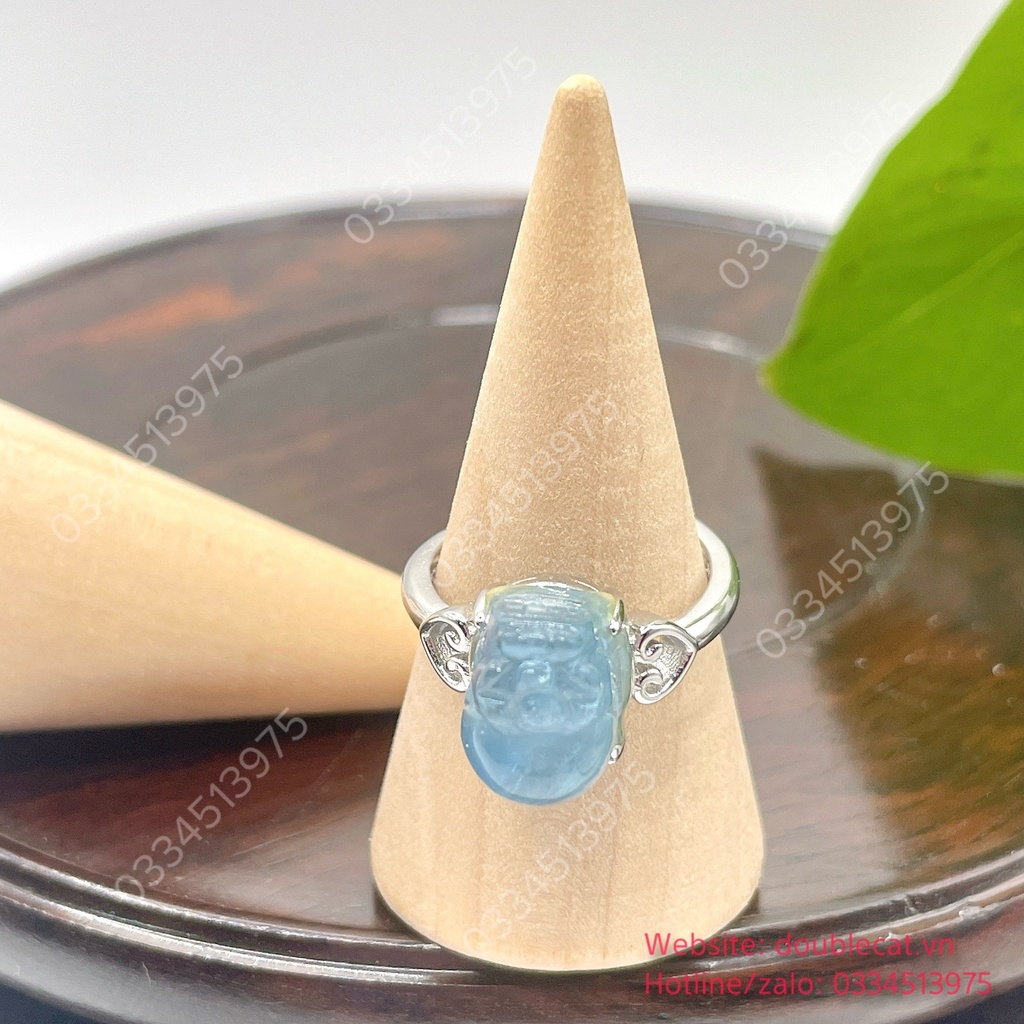 Nhẫn Tỳ hưu Aquamarine bạc 925 free size