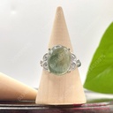 Nhẫn oval thạch anh tóc xanh rêu, bạc 925, KT hột 13,5x10,6mm