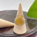 Nhẫn hồ ly thạch anh tóc vàng bạc 925 , size mặt 18,6x16,8mm