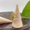 Nhẫn hồ ly thạch anh tóc vàng bạc 925 , size mặt 18,6x16,8mm