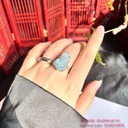 Nhẫn Tỳ hưu Aquamarine bọc bạc theo ni tay