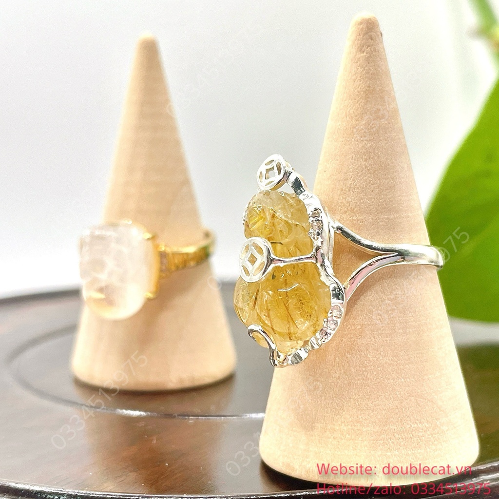 Nhẫn bạc Tỳ hưu tóc vàng size 15mm 