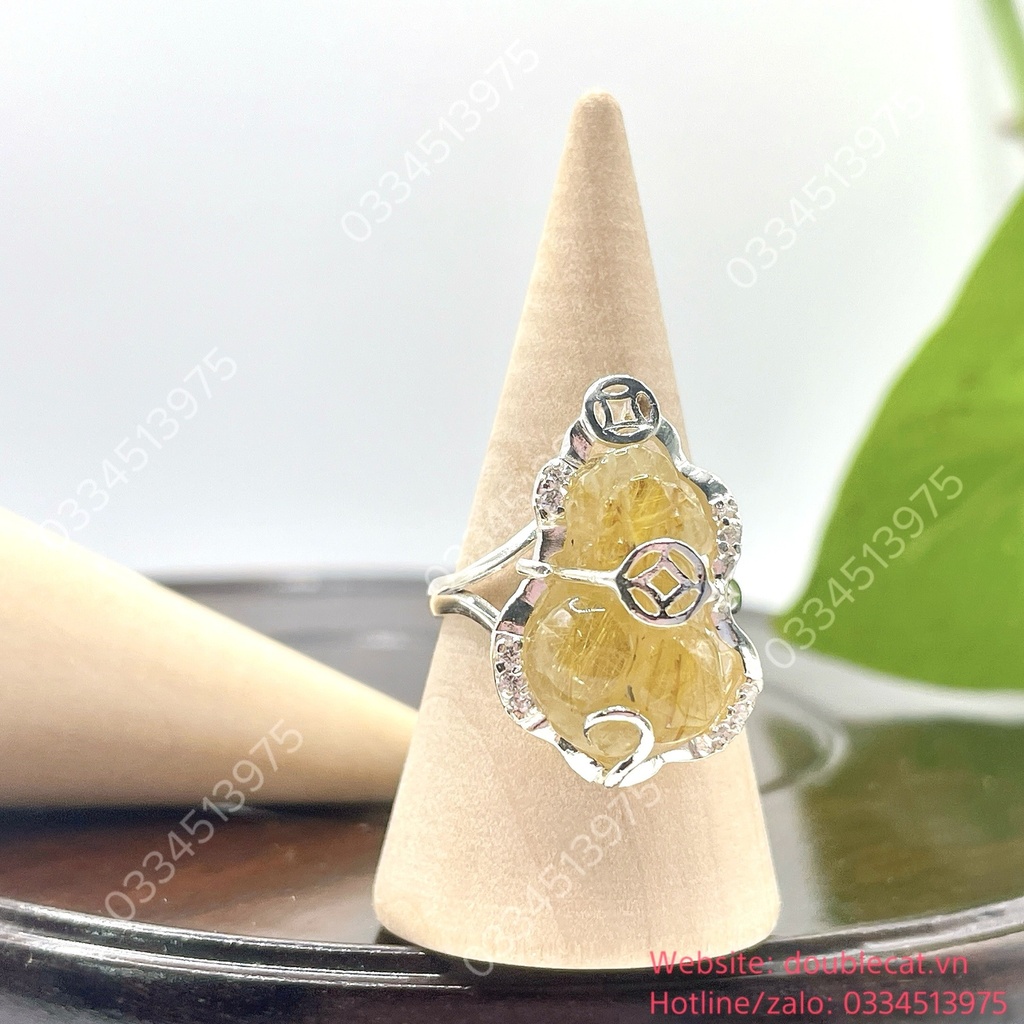 Nhẫn bạc Tỳ hưu tóc vàng size 15mm 