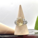 Nhẫn bạc oval tóc vàng, hột size 13,3x9,3mm