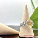 Nhẫn bạc oval tóc vàng, hột size 13,3x9,3mm
