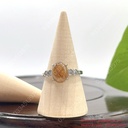 Nhẫn bạc oval thạch anh tóc nâu, hột chủ tóc siêu đẹp