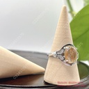 Nhẫn bạc oval thạch anh tóc nâu, hột chủ tóc siêu đẹp