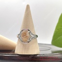 Nhẫn bạc oval thạch anh tóc nâu, hột chủ tóc siêu đẹp