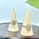 Nhẫn bạc oval thạch anh tóc nâu, hột chủ tóc siêu đẹp