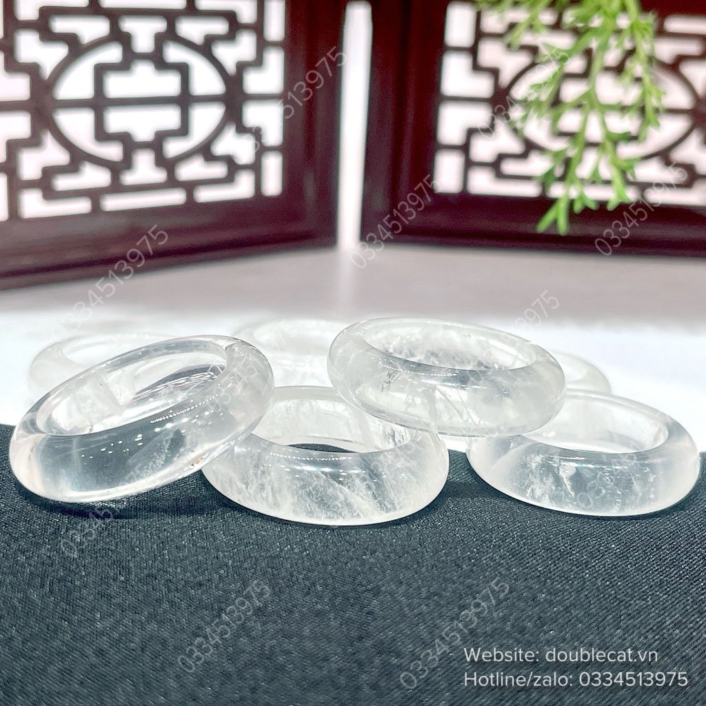 Nhẫn bản hẹ thạch anh trắng