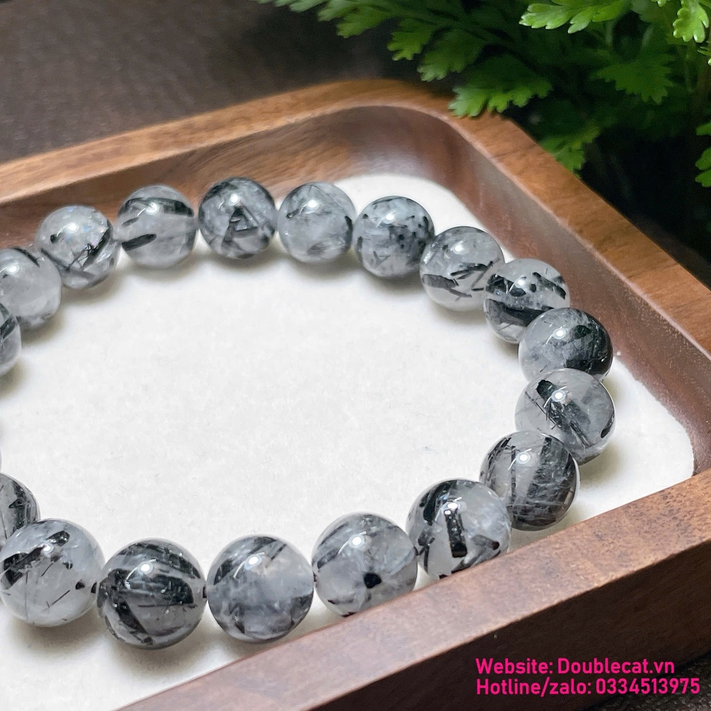 Vòng thạch anh tóc đen chất thường, sợi tóc to size 9-10mm