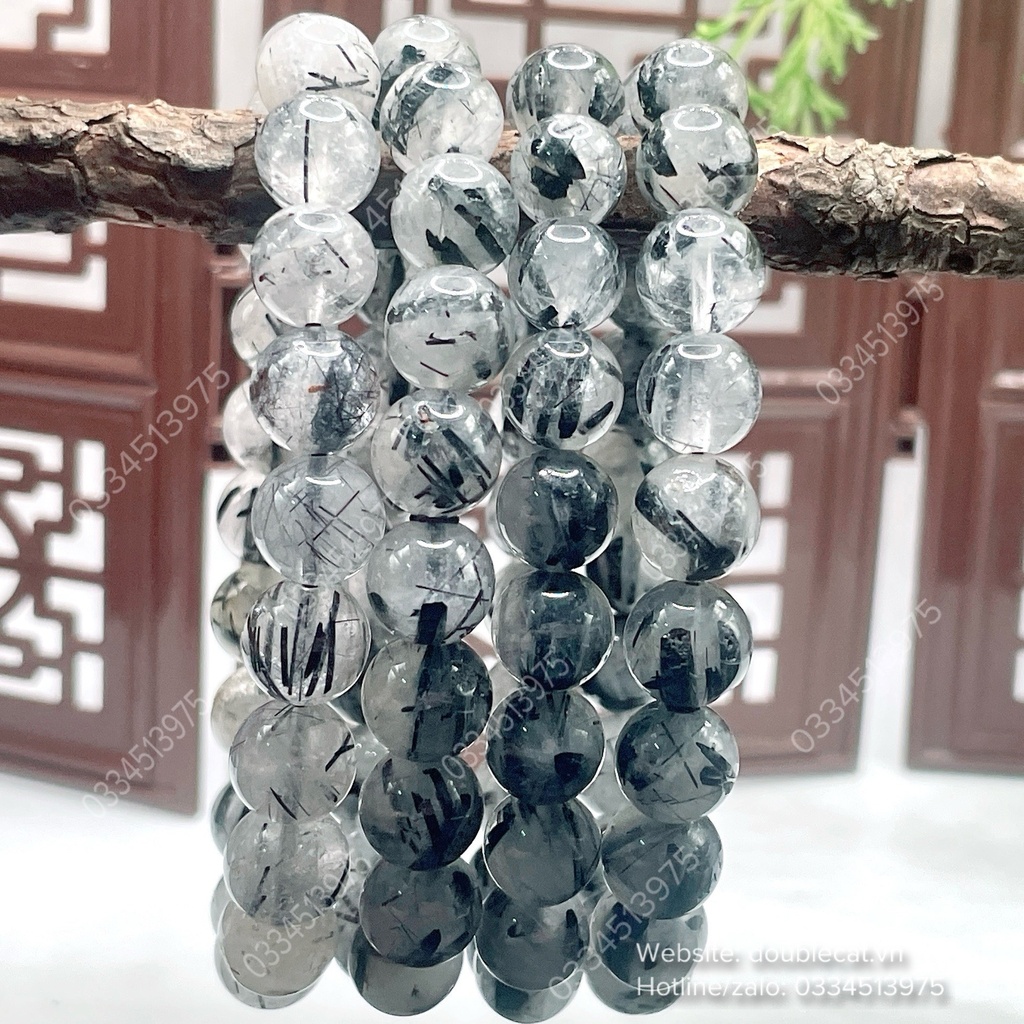 Vòng thạch anh tóc đen chất thường, sợi tóc to size 9-10mm