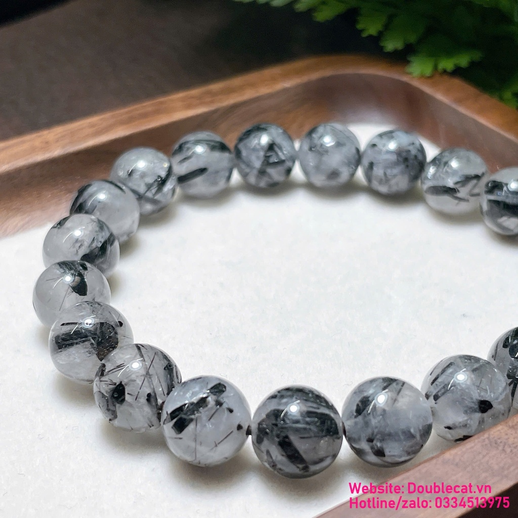 Vòng thạch anh tóc đen chất thường, sợi tóc to size 9-10mm
