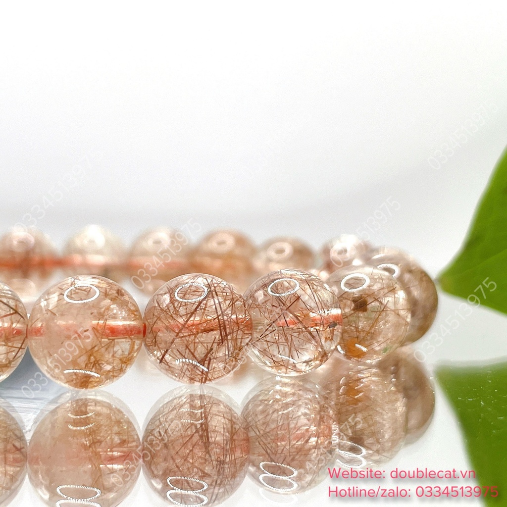 Vòng thạch anh tóc nâu đỏ 10mm đi kèm giấy kiểm định 