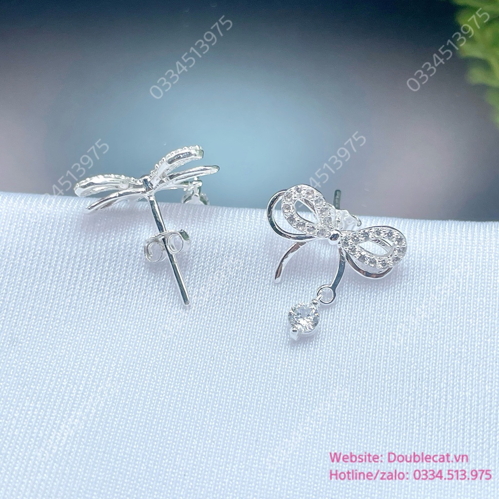 Set trang sức nơ bạc xinh xắn