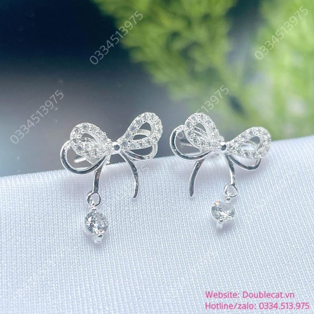 Set trang sức nơ bạc xinh xắn