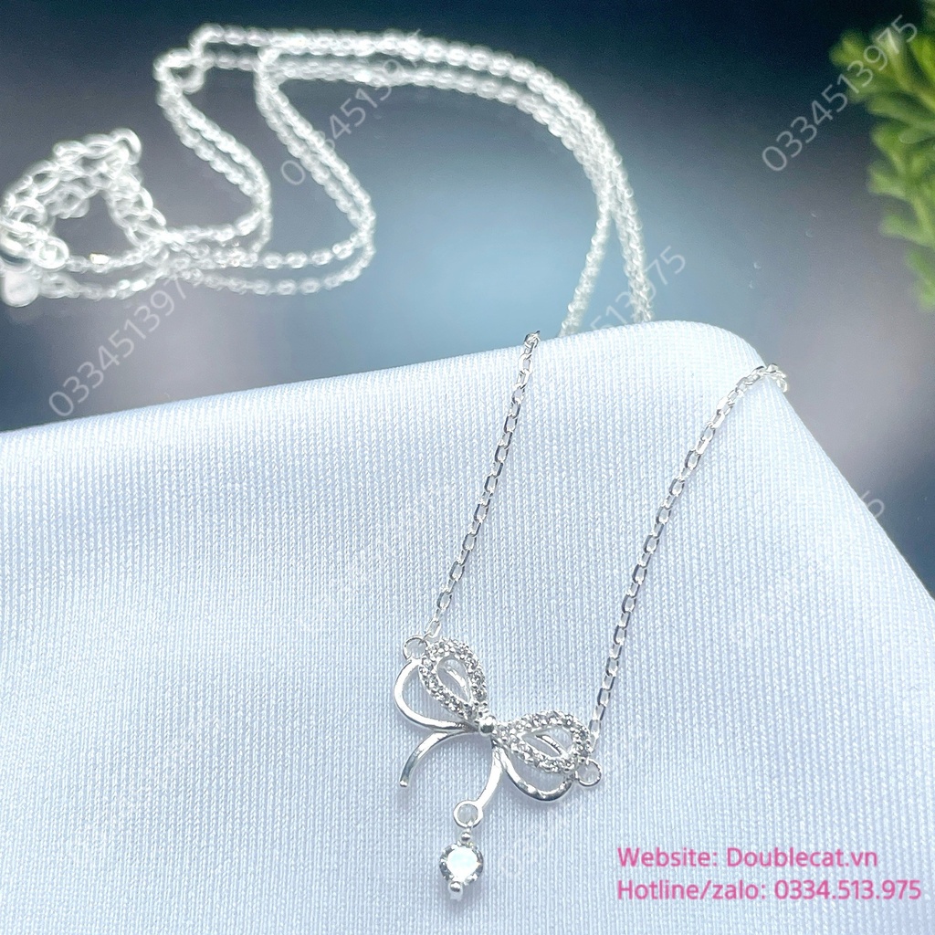 Set trang sức nơ bạc xinh xắn