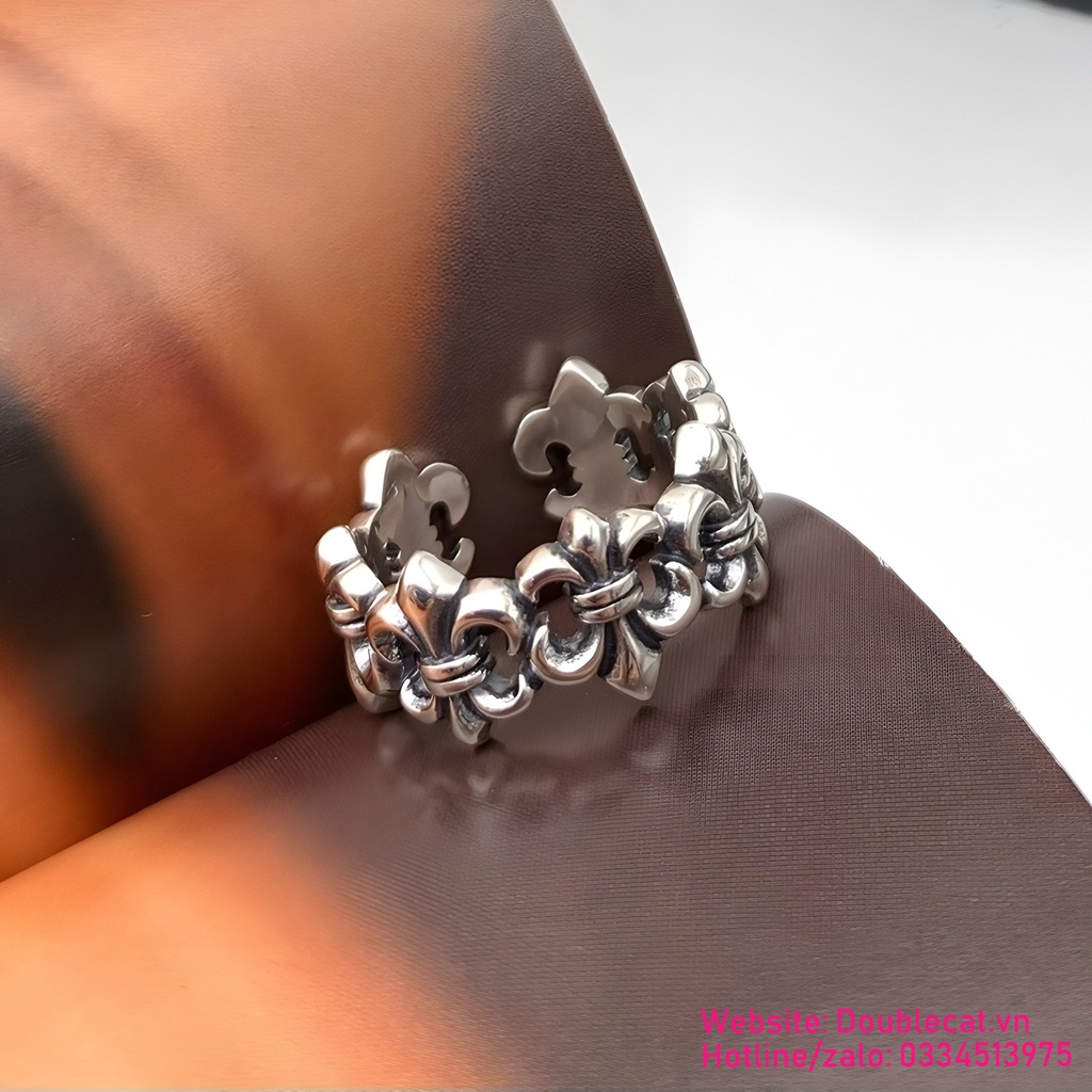 Nhẫn nam phong cách chrome hearts, bạc 925