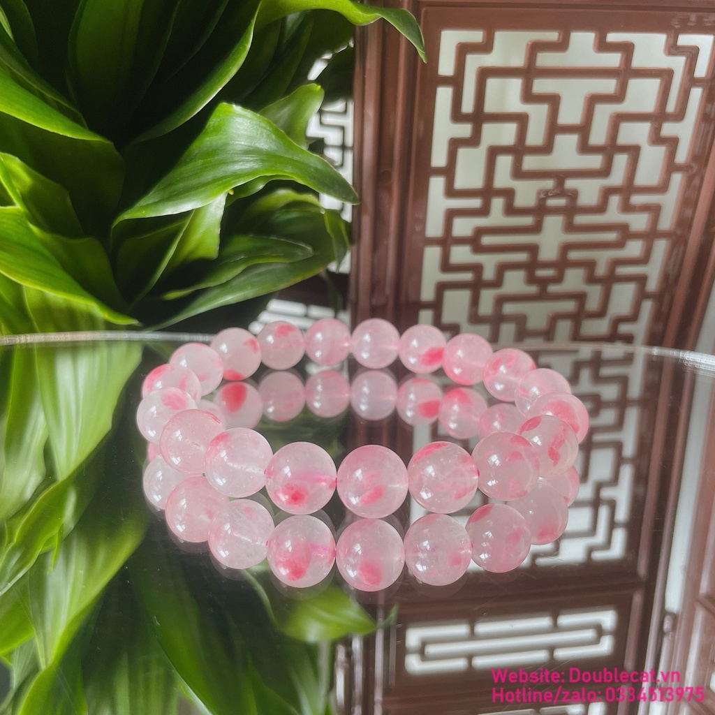 Vòng chuỗi đá tường vi thiên nhiên, chất đẹp size 10ly+