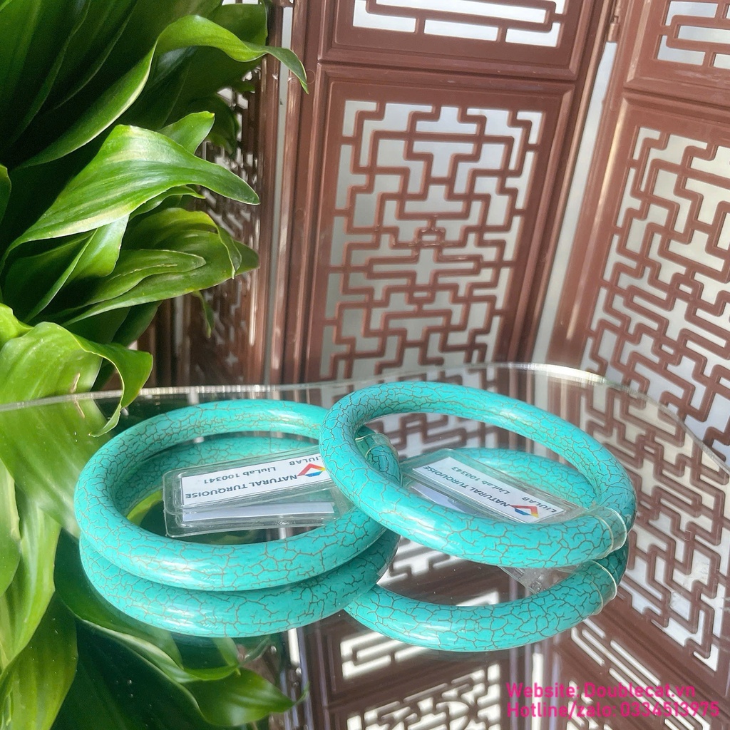 Vòng bản đũa đá ngọc lam Turquoise ni 52mm, đi kèm giấy kiểm định