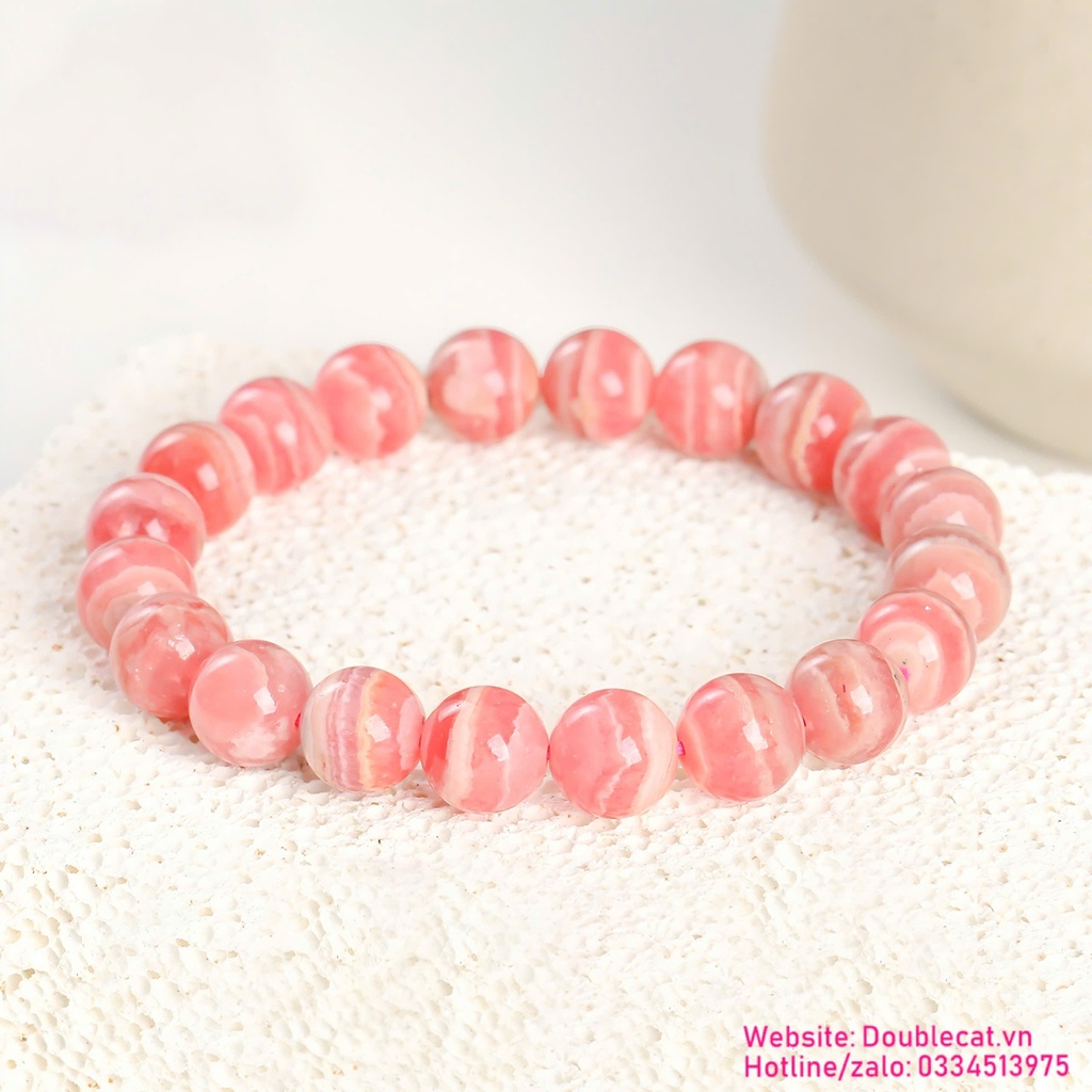 Vòng chuỗi đá Đào hoa (Rhodochrosite) thiên nhiên