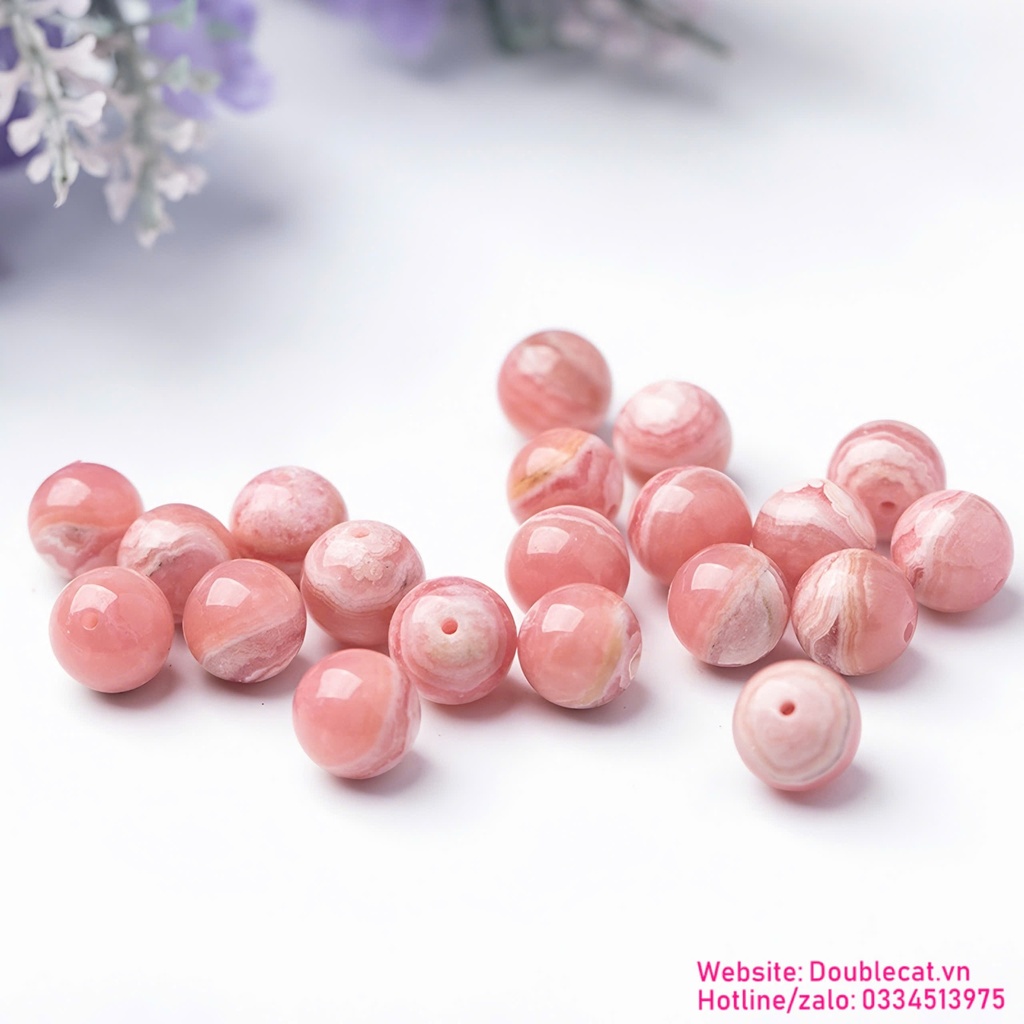 Vòng chuỗi đá Đào hoa (Rhodochrosite) thiên nhiên