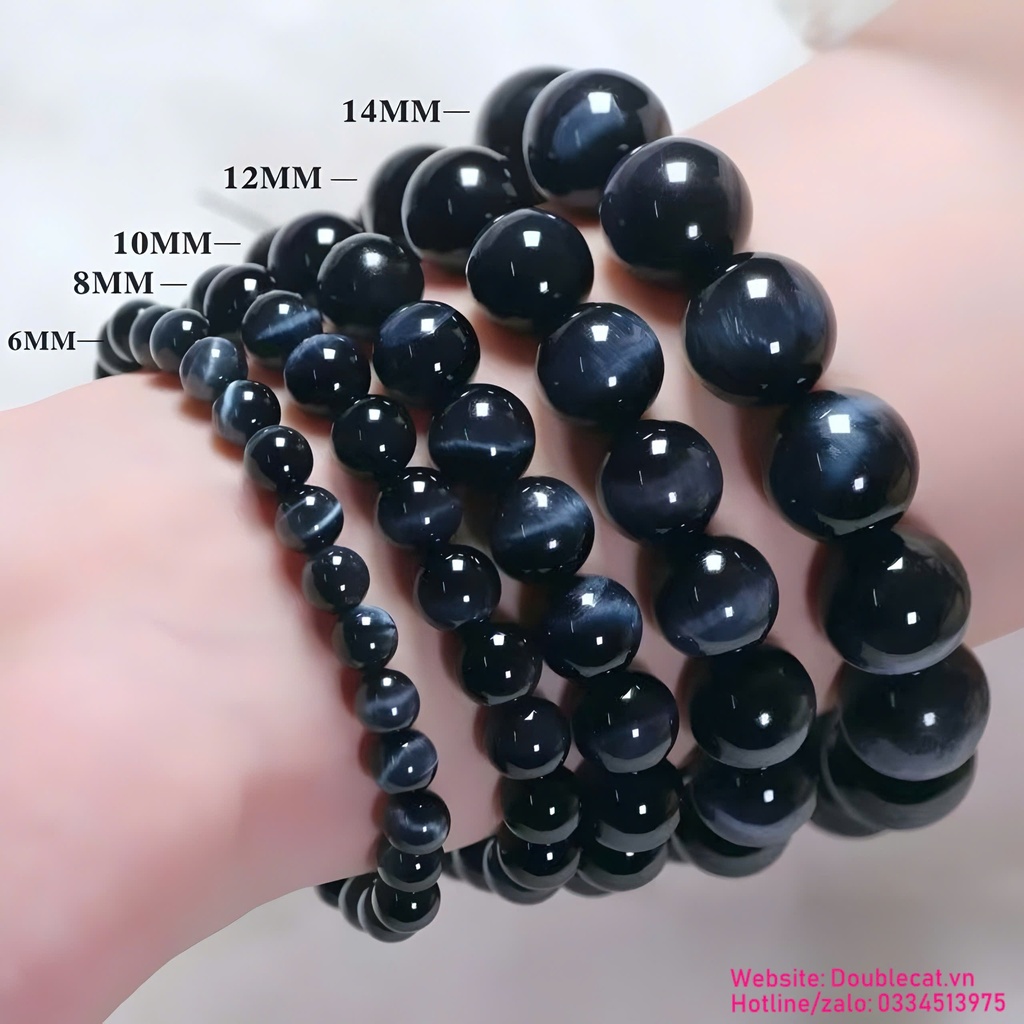 Vòng đá mắt hổ xanh đen thiên nhiên