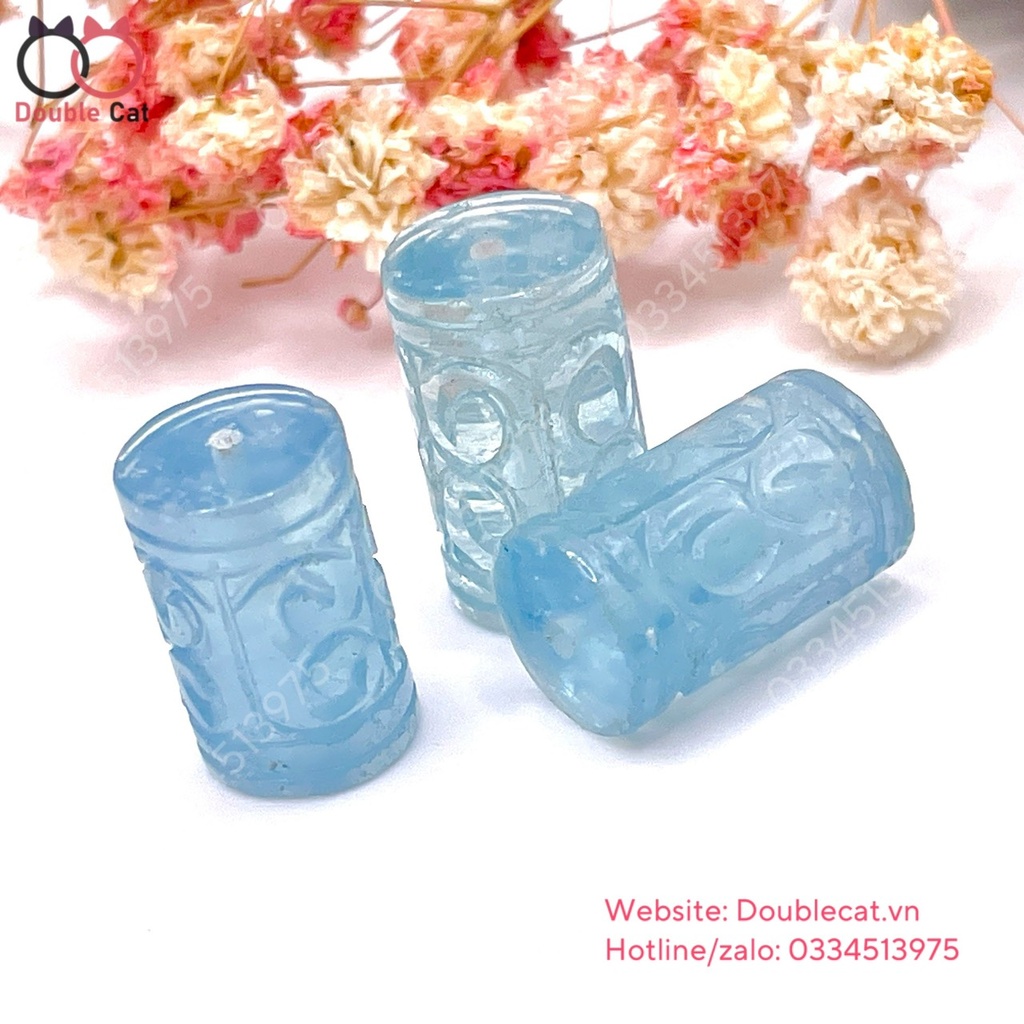Lu Thống Aquamarin Chạm Khắc Hoa Văn