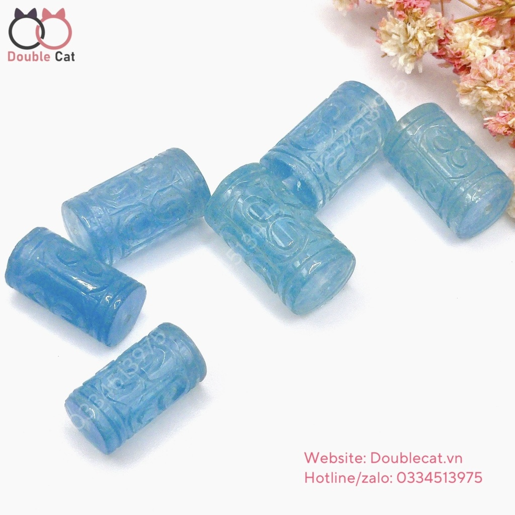 Lu Thống Aquamarin Chạm Khắc Hoa Văn