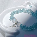 Vòng đá Aquamarine mix đá mặt trăng (Moon) và charm bạc 925