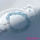 Vòng đá Aquamarine mix đá mặt trăng (Moon) và charm bạc 925