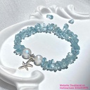 Vòng đá Aquamarine mix đá mặt trăng (Moon) và charm bạc 925